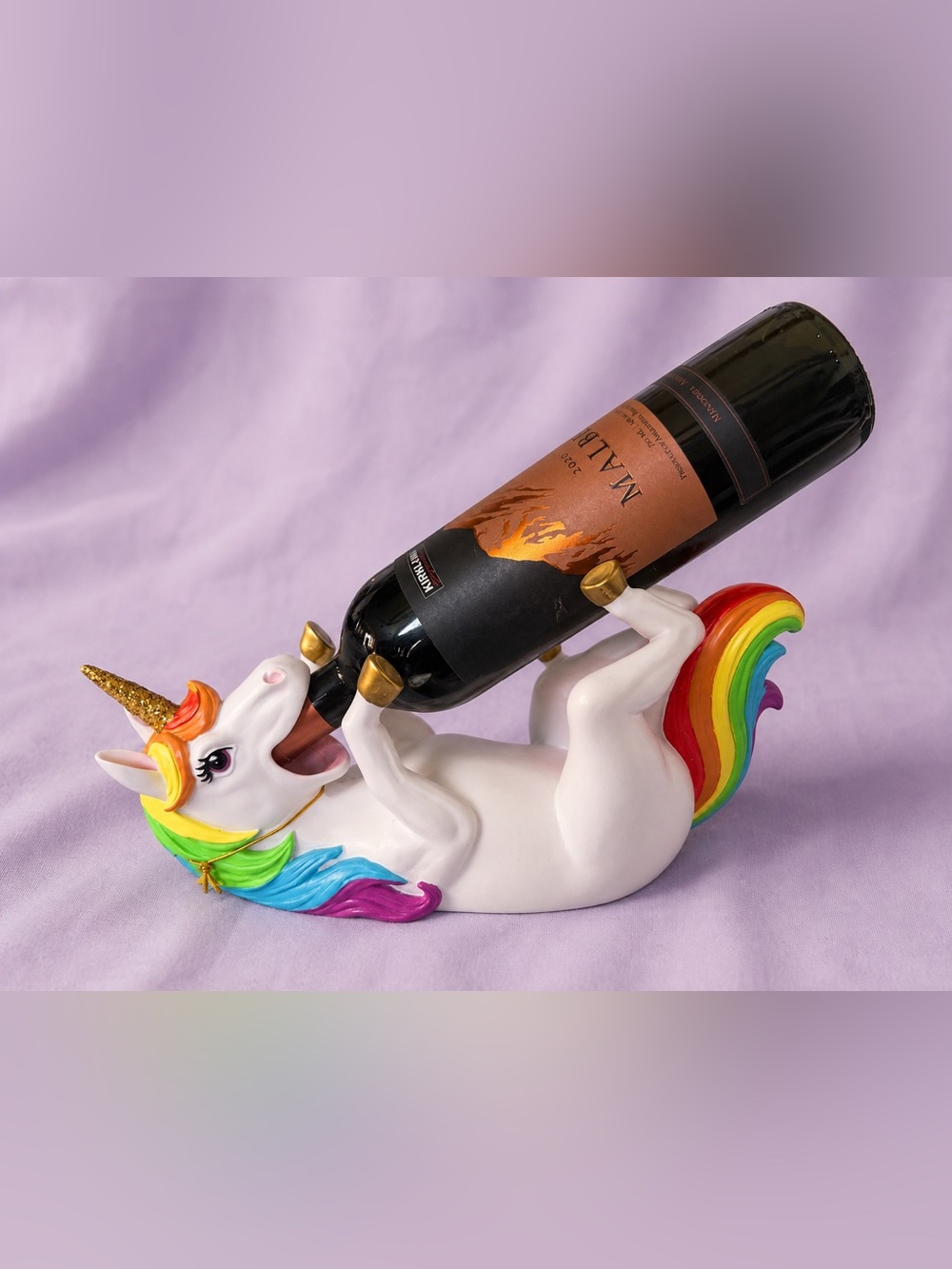 Adorable Rainbow Unicorn Wine Holder - NWT